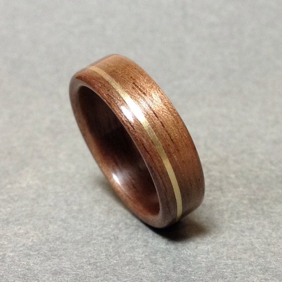 Bentwood Ring Mens Wooden Ring Sepele inlay copper Brass Handmade Ring Custom Wedding Band Ring Womens Wooden Ring