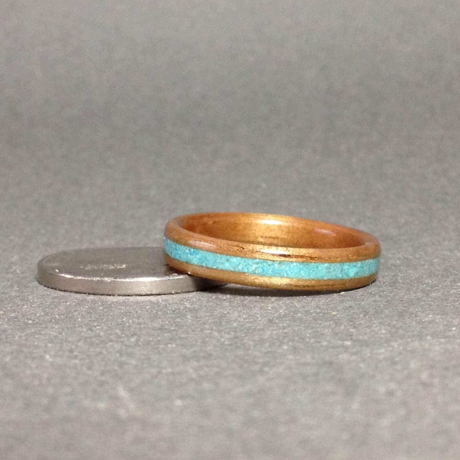 Hawaiian Koa Wood Ring With Turquoise Koa Bentwood Ring With Etsy