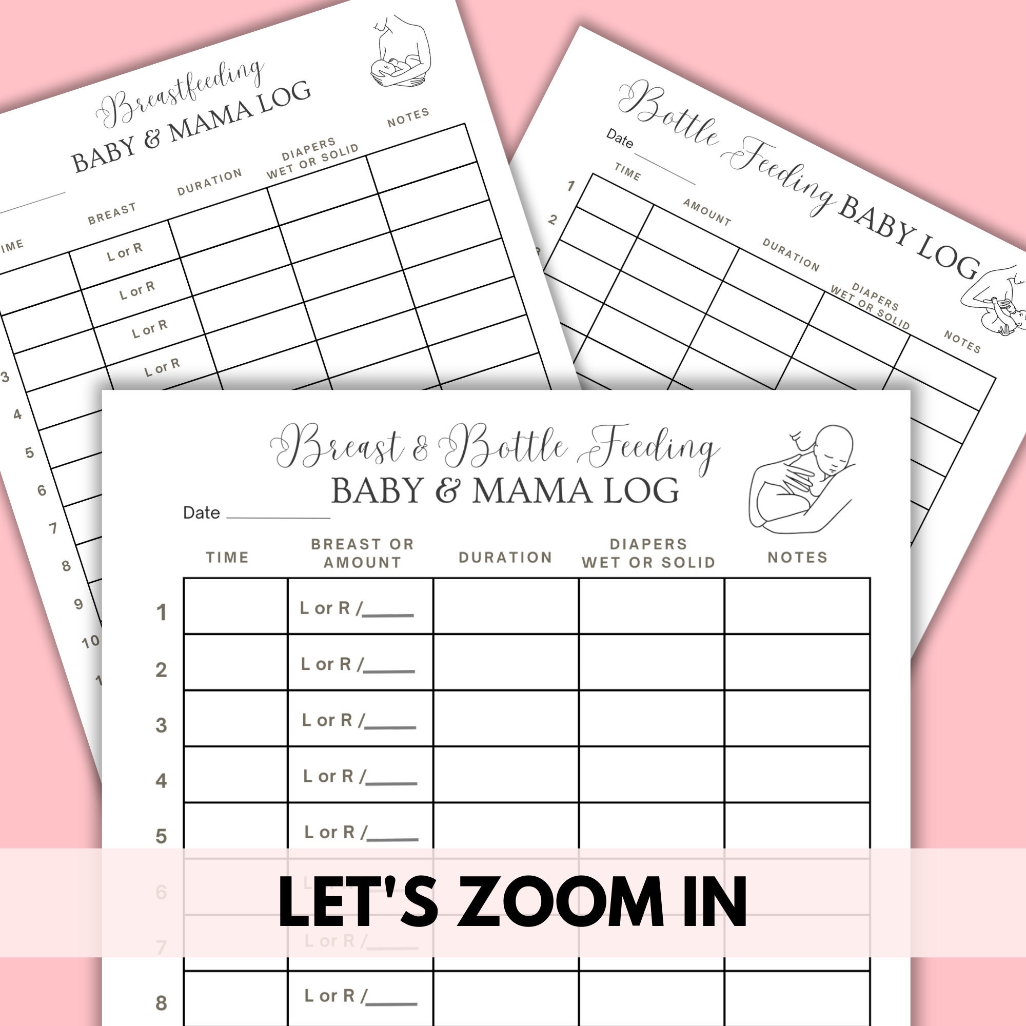 Baby Feeding Log Printable, Breastfeeding Log, Bottle Feeding Log ...