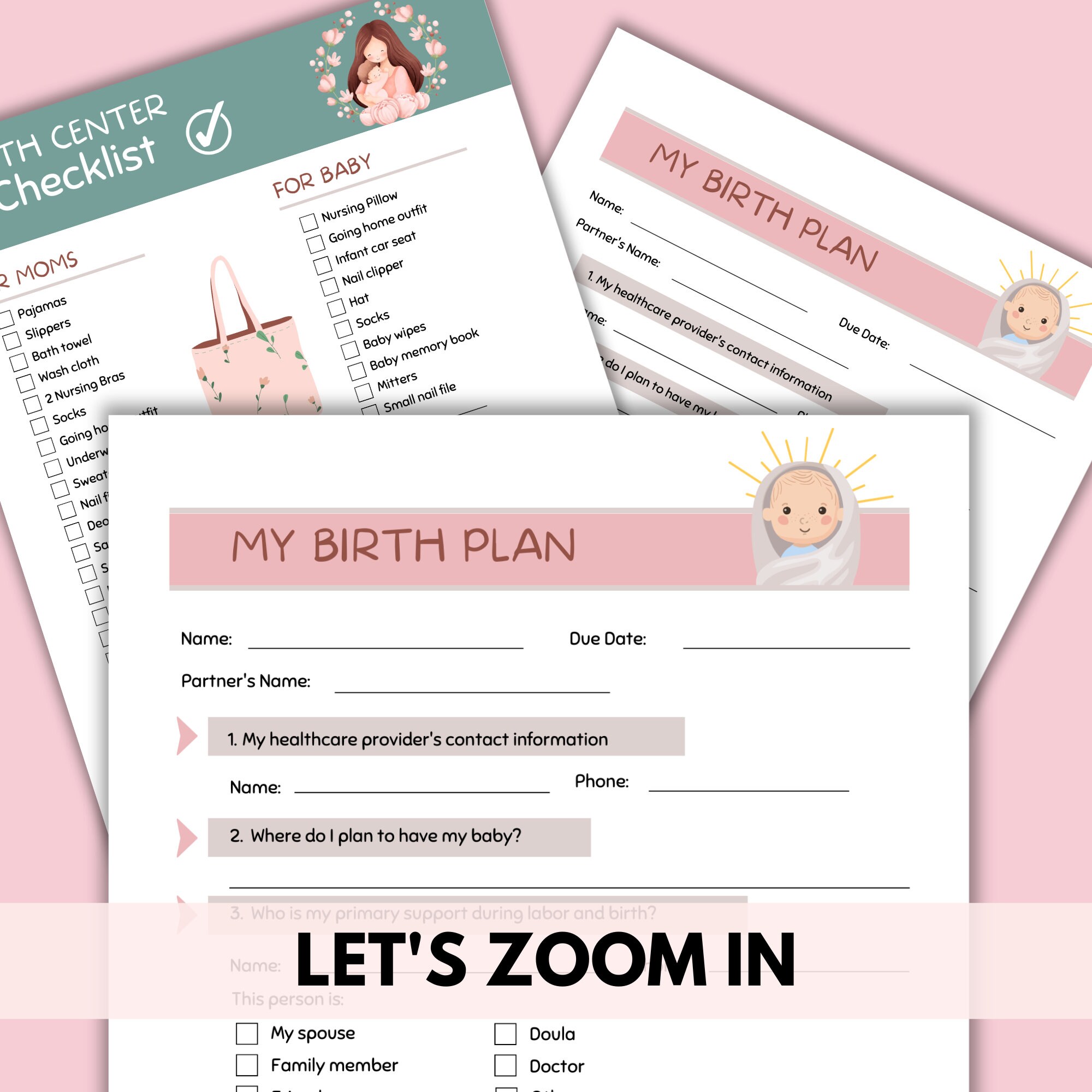 Birth Plan Template Printable for Pregnant Mom, Expectant Mom, Natural ...