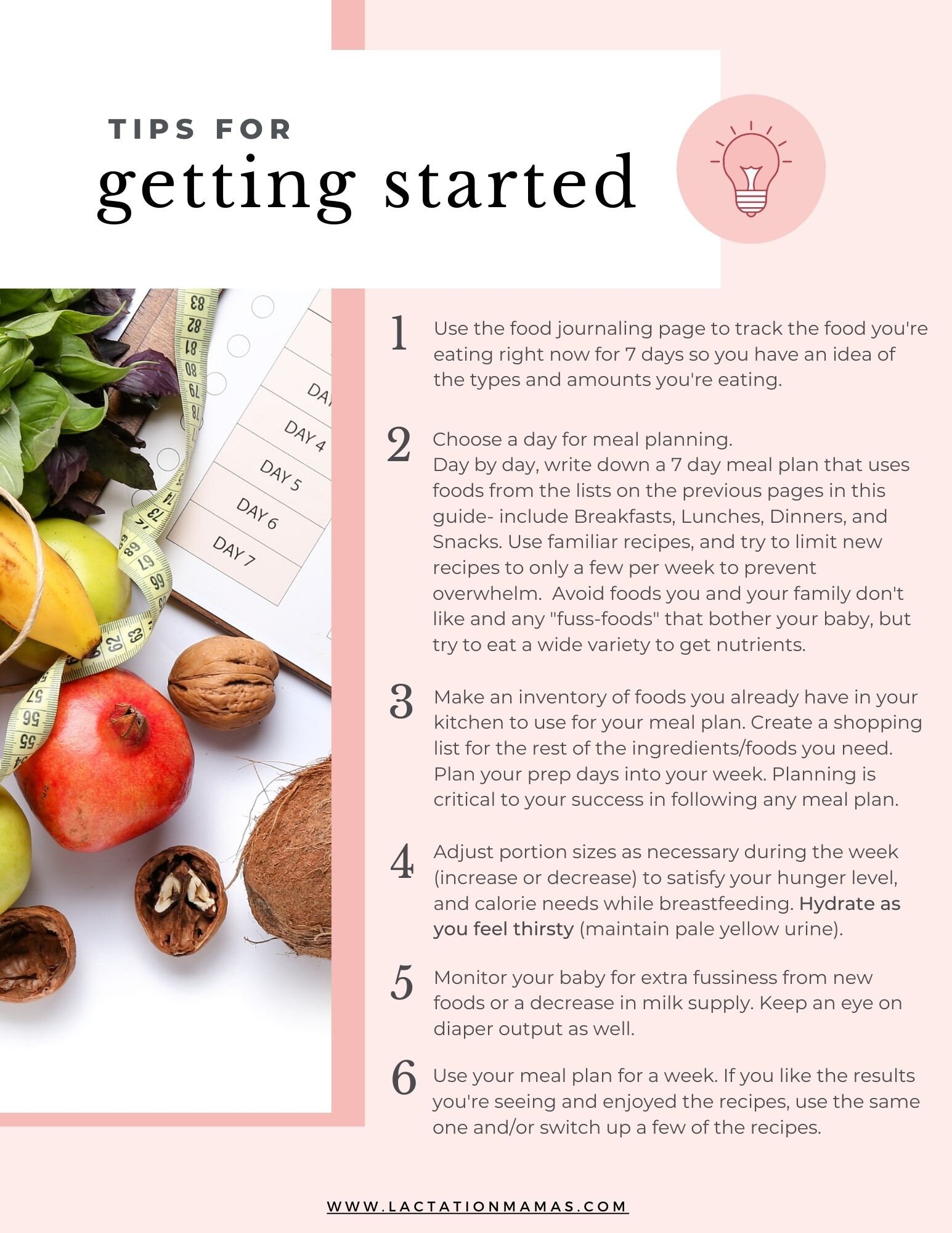 Postpartum Diet Plan Checklist for Weight Loss and Milk Supply