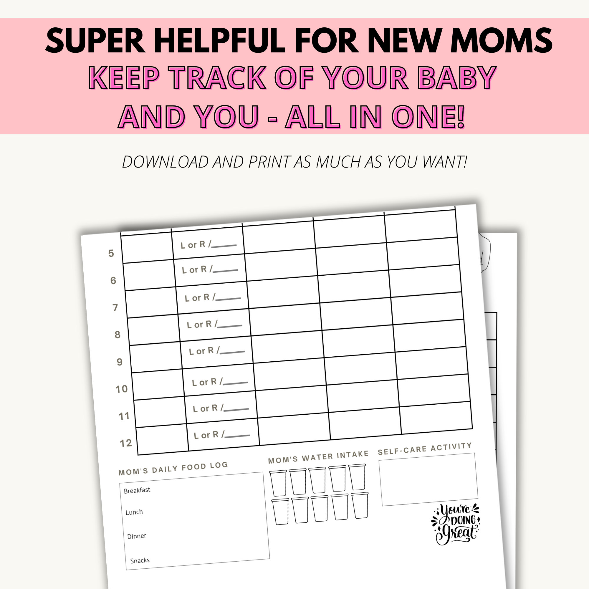 Baby Feeding Log Printable, Breastfeeding Log, Bottle Feeding Log ...