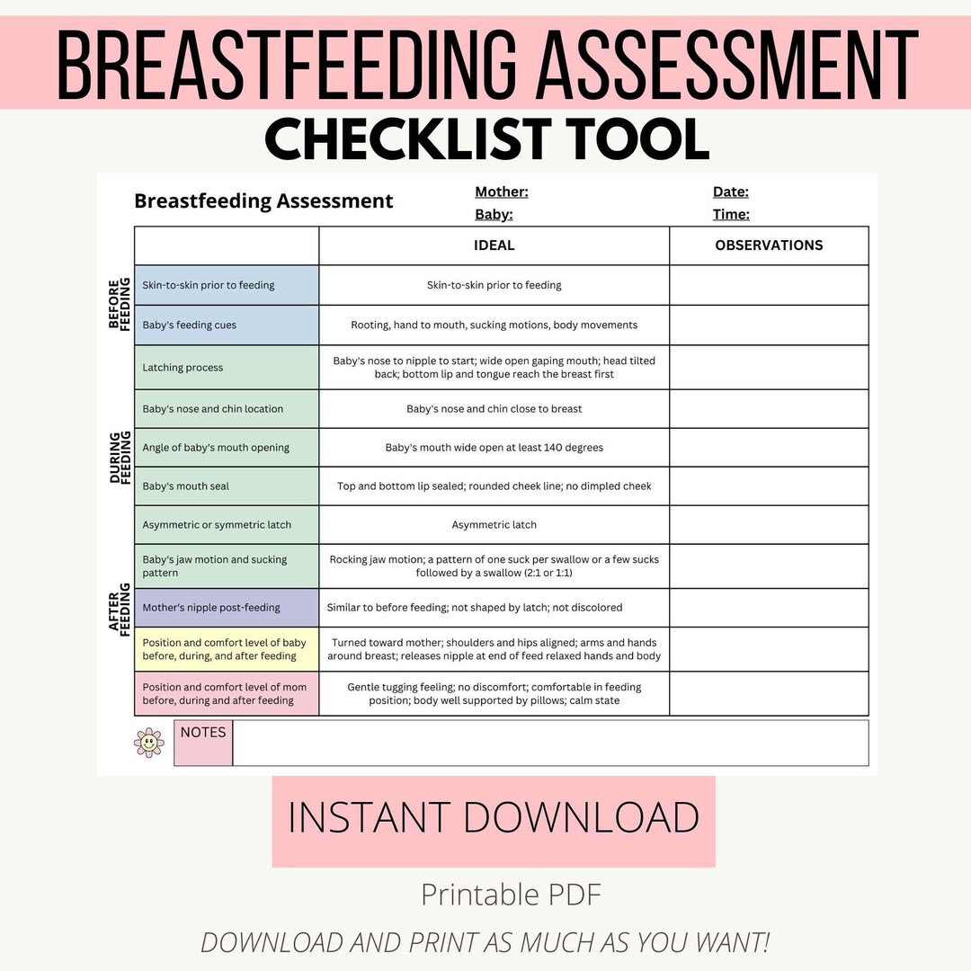 Breastfeeding Assessment Tool Lactation Teaching Tool Etsy