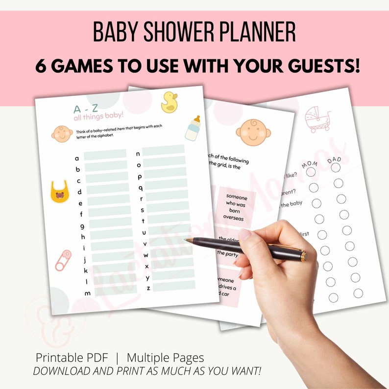 Baby Shower Planner Printable, Shower Planner, Party Planner, Digital