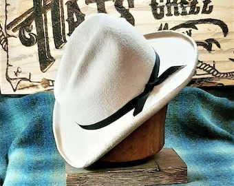 Pistolero, Cowboy Hat, custom, Western Hat, Gus Crease, felt, graduation, wedding, Christmas, birthday, gift for her, handmade, vintage