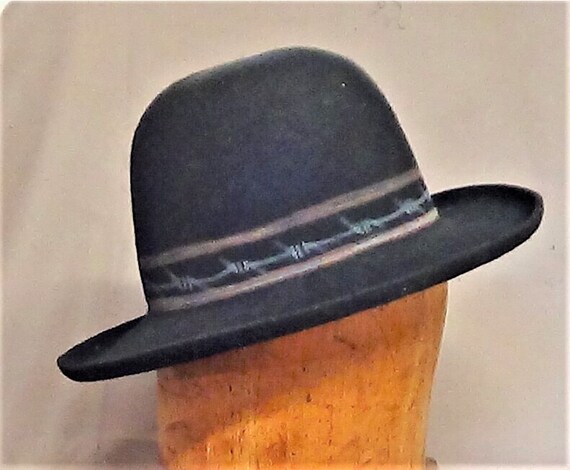 Barbed Wire Derby Hat Hand Painted 
