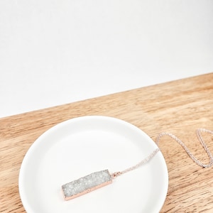 Druzy Quartz Bar Rose Gold Necklace image 6