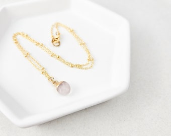 Dainty Rose Quartz Gemstone Necklace