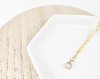 Delicate Clear Quartz Druzy Necklace