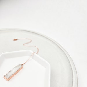 Druzy Quartz Bar Rose Gold Necklace image 2