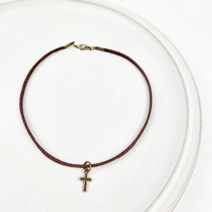 Child's Cross + Leather Essential Oil Diffuser Necklace