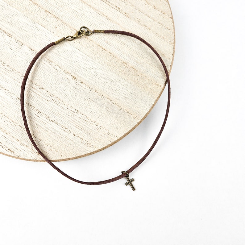 Child's Cross + Leather Essential Oil Diffuser Necklace