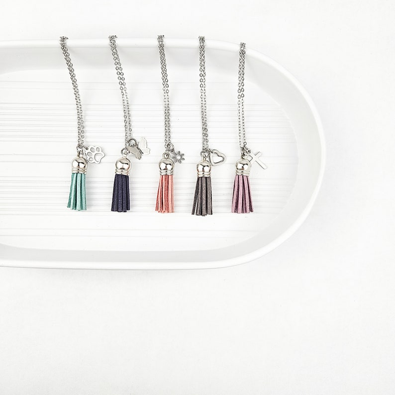 Child's Tassel Charm Essential Oil Diffuser Necklace image 1