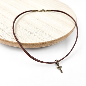 Child's Cross + Leather Essential Oil Diffuser Necklace