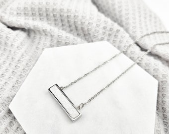 Dainty White Druzy Bar Necklace