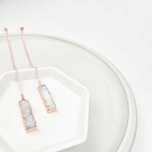 Druzy Quartz Bar Rose Gold Necklace image 8