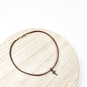 Child's Cross + Leather Essential Oil Diffuser Necklace