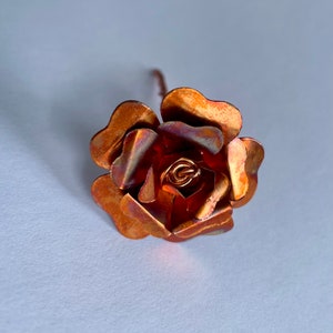 Small Copper Rose, 7th anniversary gift, mini gift, everlasting flower, anniversary present for spouse, wedding gift for couple, miniature,