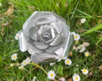 Tin Rose, 10th anniversary gift, aluminium flower, everlasting flower, anniversary present for spouse, wedding gift for couple,