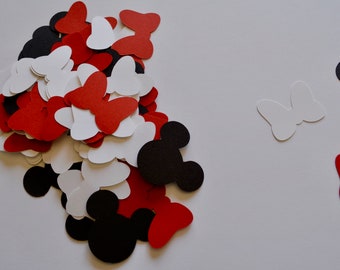 Minnie Mouse Bow Red White and Black Birthday Table Confetti Minnie Mouse Birtbday Party Mickey Mouse Birthday Party Minnie Mouse Confetti