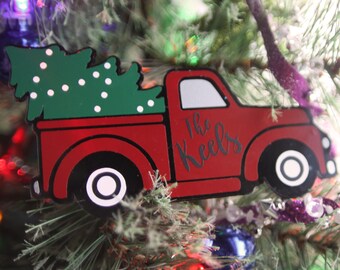 Personalized Christmas Tree Truck -- 5"