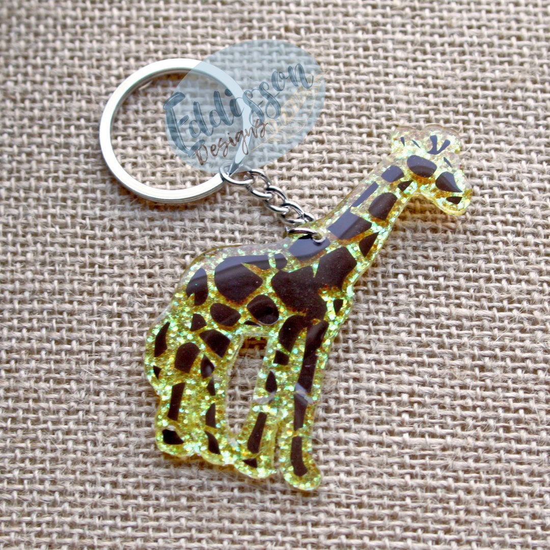 Glittered Giraffe Keychain - Etsy