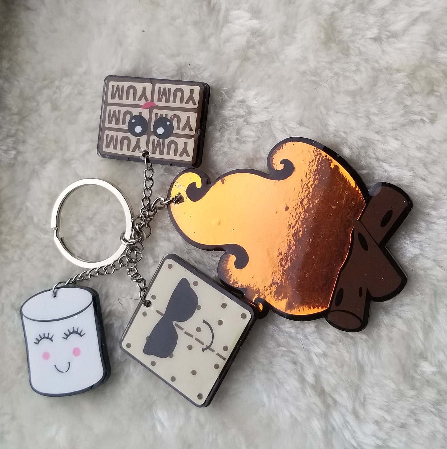 Campfire & S'mores Keychain Set - Etsy