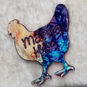 Mama Hen - Aztec Purple/Tan/Blue Chicken Magnet