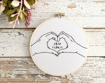 Cotton Anniversary, Heart Sign, Heart Embroidery, Cotton Gift, Personalized Cotton Anniversary Gift, 2nd Anniversary, Gift For Her