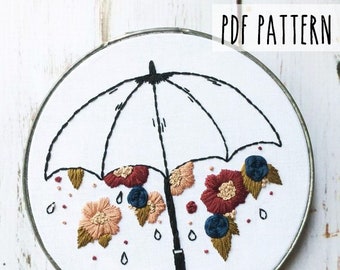 Floral Embroidery PDF Pattern Embroidery Pattern Flower Modern Embroidery Pattern PDF Embroidery Hoop Art Pattern Floral Embroidery Design