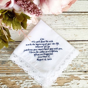 Custom embroidery handkerchief wedding, wedding handkerchief for bride, something blue handkerchief, custom handwriting gift image 5