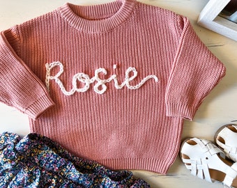 Personalized Name sweater, Oversized name sweater for baby, Embroidered name sweater, Baby and toddler sweater, First birthday outfit