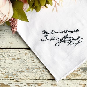 Wedding gift for groom, Wedding handkerchief for groom, Embroidered wedding gift for couple, Embroidered handwriting for wedding image 8