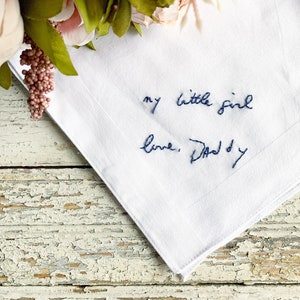 Custom embroidery handkerchief wedding, wedding handkerchief for bride, something blue handkerchief, custom handwriting gift image 9