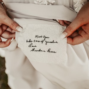 Bridal Gift For Bride Custom Handwriting Embroidery For Dress Bridal Gift For Sister Memorial Handwriting