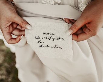 Bridal Gift For Bride Custom Handwriting Embroidery For Dress Bridal Gift For Sister Memorial Handwriting