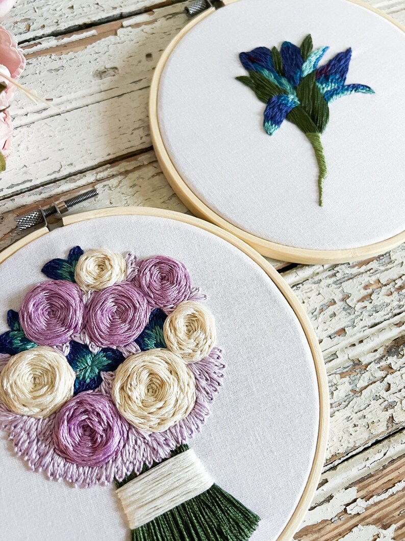 Custom Hand Embroidered Wedding Bouquet Wall Art - Personalized Floral ...