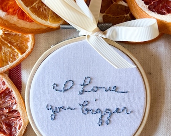 Personalized Handwriting Ornament, Custom Embroidery Gift