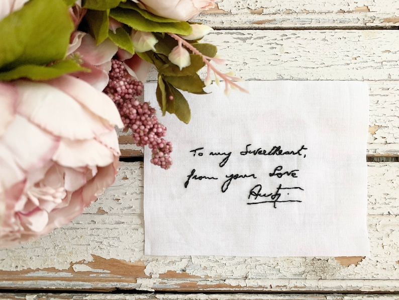 Bridal Gift For Bride Custom Handwriting Embroidery For Dress Bridal Gift For Sister Memorial Handwriting immagine 2