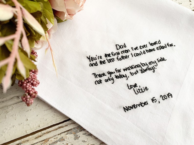 Custom embroidery handkerchief wedding, wedding handkerchief for bride, something blue handkerchief, custom handwriting gift image 7