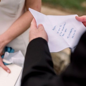 Father of the bride gift, Custom wedding handkerchief, Custom handwriting pocket square, Mother of the Bride gift