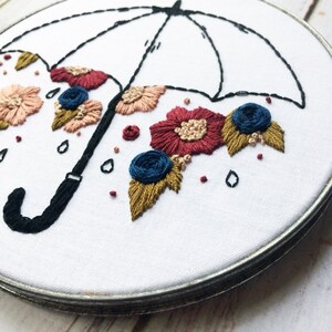 Floral Embroidery Hoop Art Umbrella Wall Hanging Hand - Etsy Canada