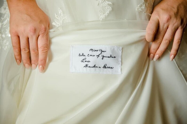 Bridal Gift For Bride Custom Handwriting Embroidery For Dress Bridal Gift For Sister Memorial Handwriting immagine 7