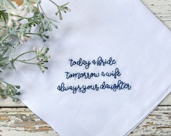 Embroidered Wedding Handkerchief: Father of the Bride Gift