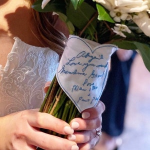 Heart bridal patch to sew into dress, something blue for wedding, Bridal Gift For Bride Custom Handwriting Embroidery For Dress