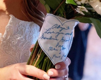 Heart Bridal Patch, Custom Handwriting Embroidery, Wedding Dress Sew-In, Something Blue