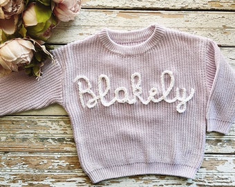 Kids knit name sweater, custom monogram sweater, baby name sweater, monogram kids name sweater, custom toddler name sweater