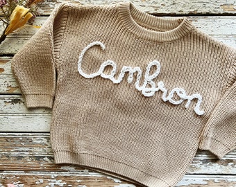 Custom name sweater for babies, kids, Baby sweater with name, Personalized baby name sweater, Hand embroidered toddler sweater with name