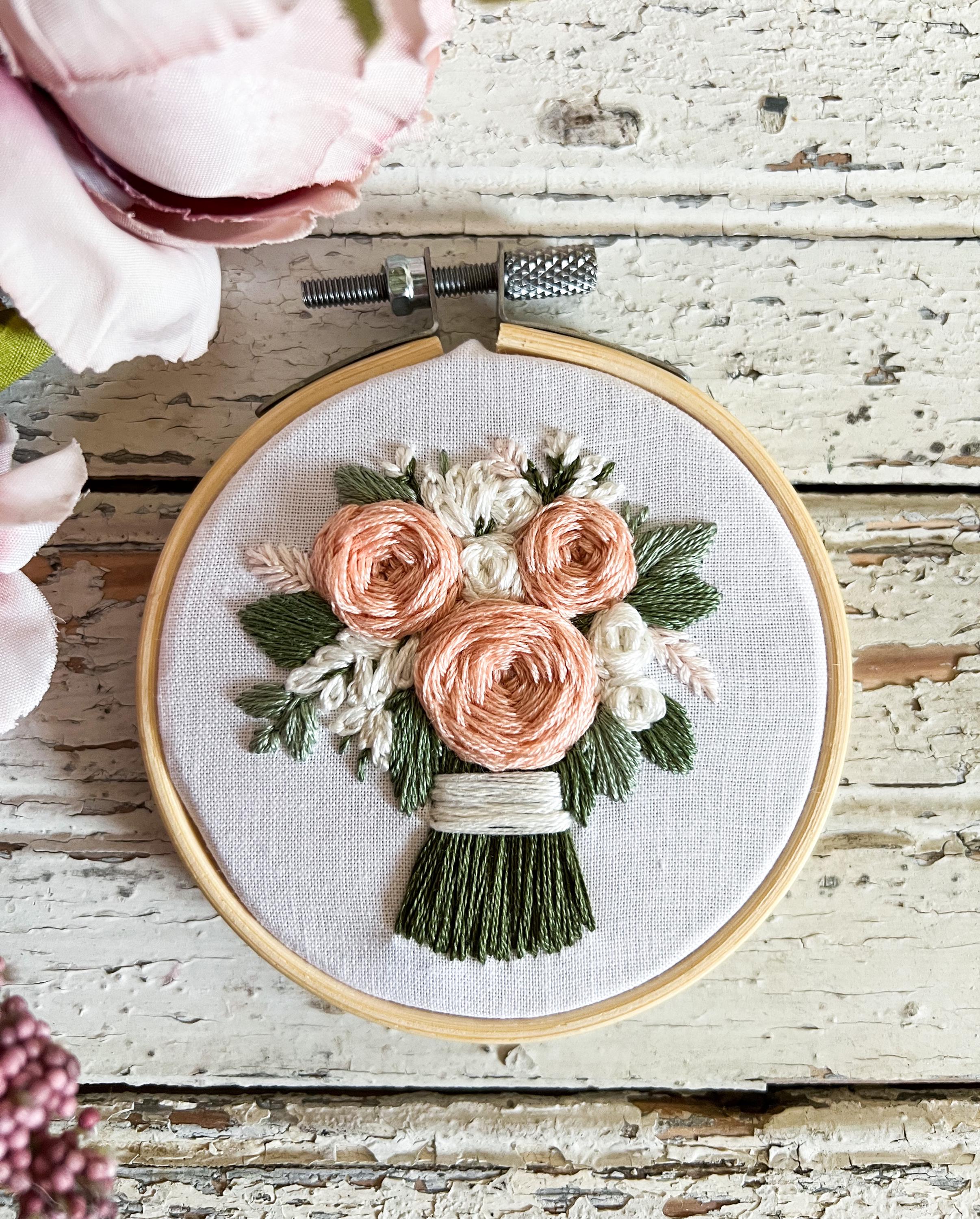 Custom Hand Embroidered Wedding Bouquet Wall Art - Personalized Floral ...