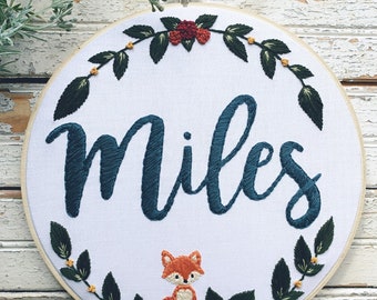 Custom Name Hoop, Baby Name Embroidery, Nursery Name Sign, Baby Girl Birth Announcement, Above Crib Sign, Nursery Wall Art, Baby Name Sign